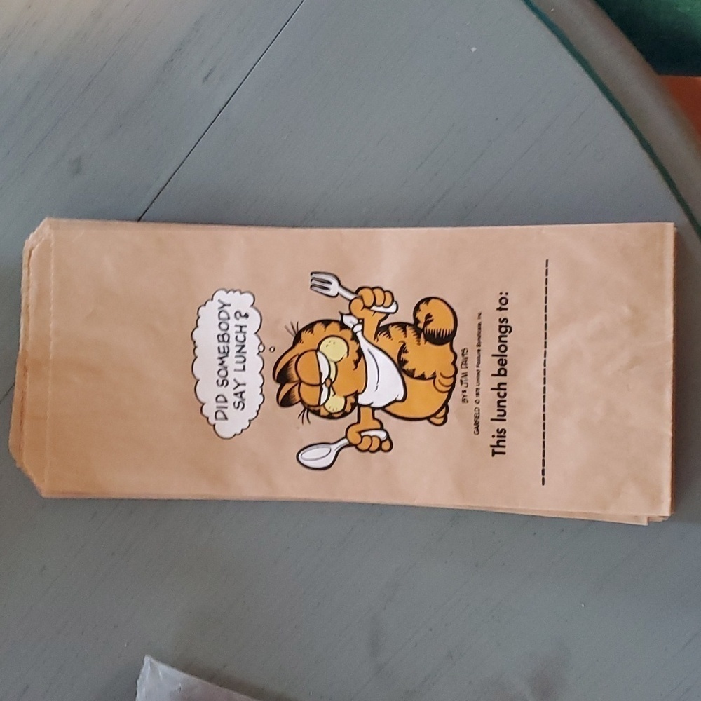 Garfield Cat Vintage Paper Lunch Bags Jim Davis Circa.1978  Set of 14